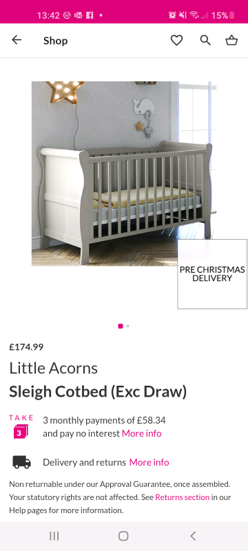 little acorns sleigh cot